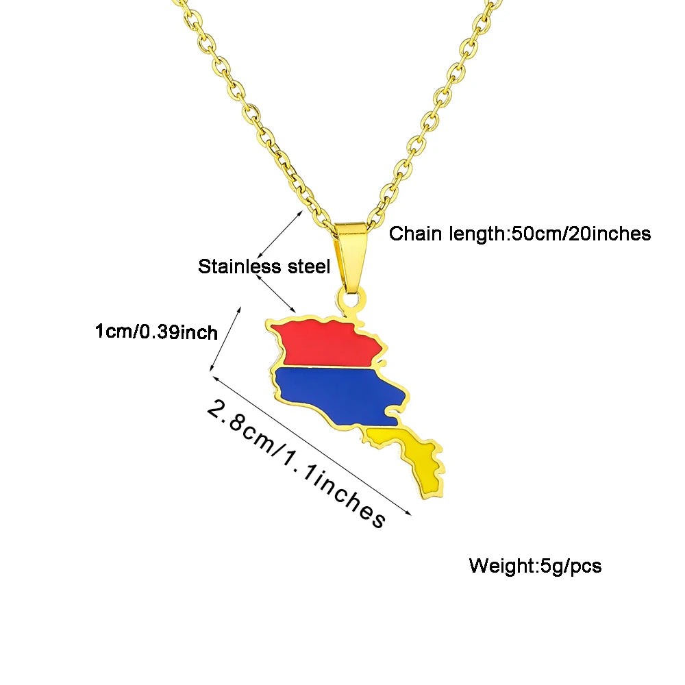 - Armenia Map Flag Pendant Necklace β Unisex Stainless Steel Jewelry - Armboutique