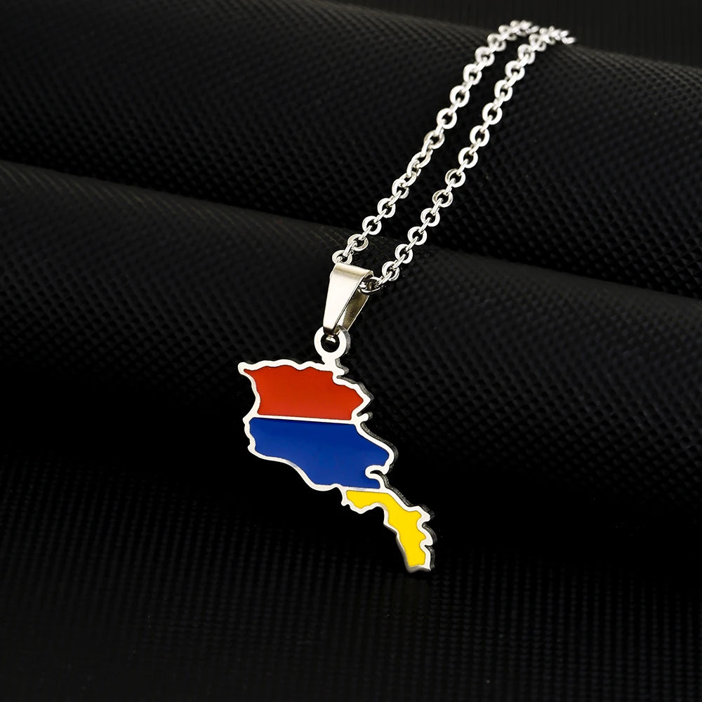 -  Armenia Map Flag Pendant Necklace – Unisex Stainless Steel Jewelry - Armboutique