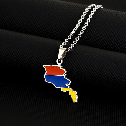 -  Armenia Map Flag Pendant Necklace – Unisex Stainless Steel Jewelry - Armboutique