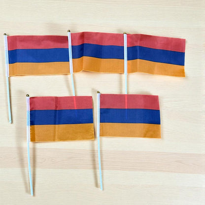 -  Armenia Hand Flags 21×14cm – 10/20/50/100pcs with Plastic Poles - Armboutique