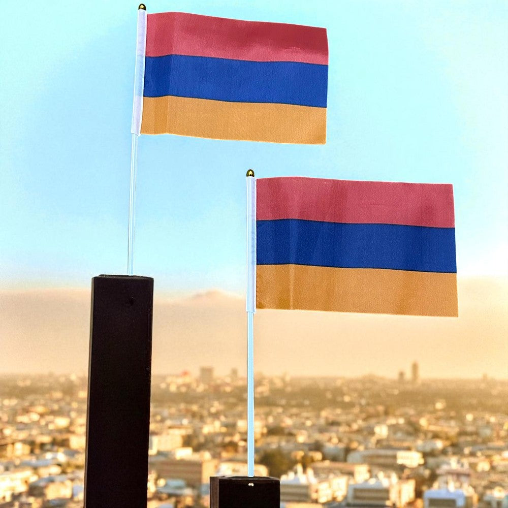 -  Armenia Hand Flags 21×14cm – 10/20/50/100pcs with Plastic Poles - Armboutique